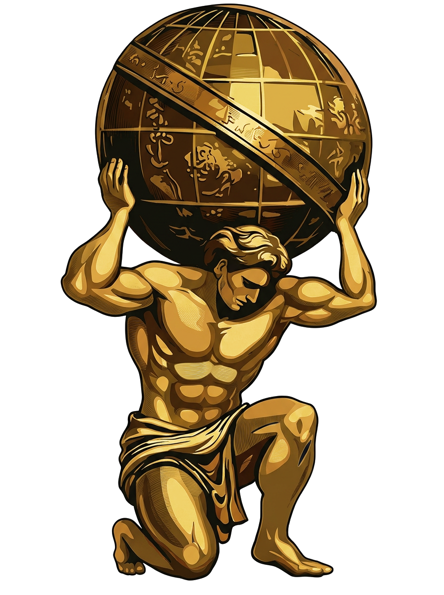 Atlas figure holding the world