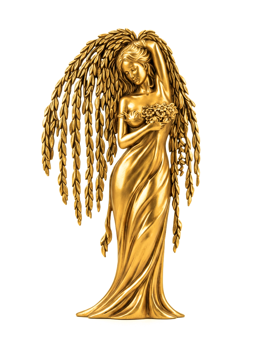 Willow figure draped in branches